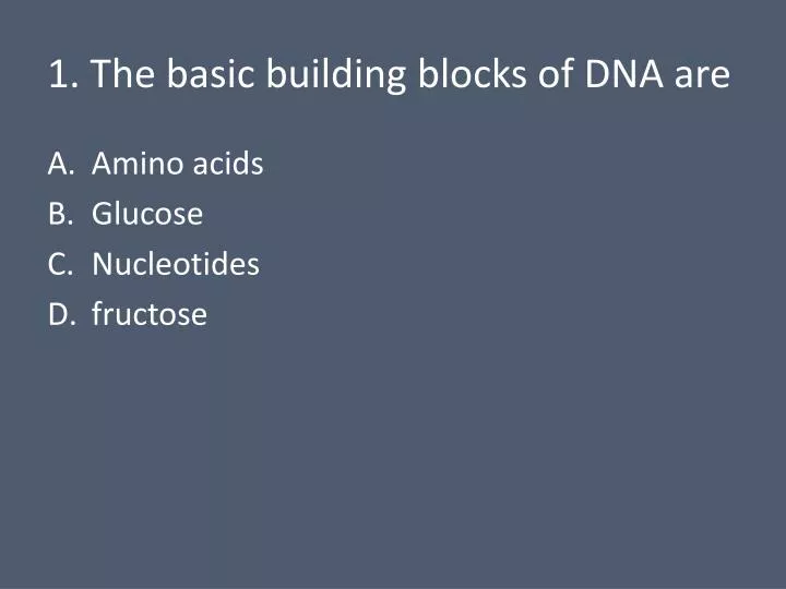 1 the basic building blocks of dna are