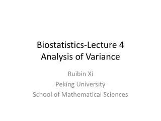 Biostatistics-Lecture 4 Analysis of Variance