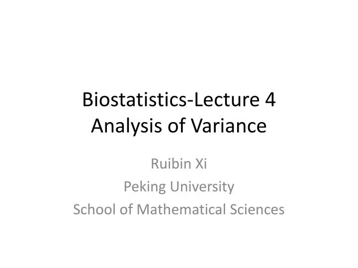 biostatistics lecture 4 analysis of variance