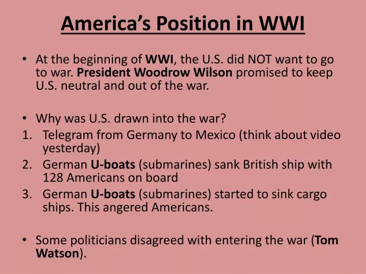 america s position in wwi