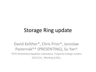 Storage Ring update