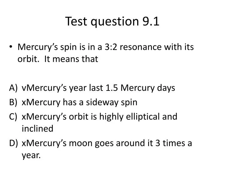 test question 9 1