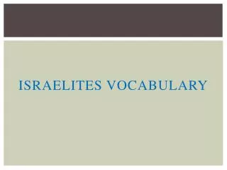 Israelites Vocabulary