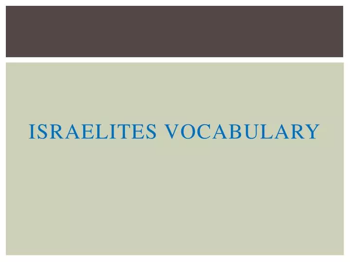 israelites vocabulary