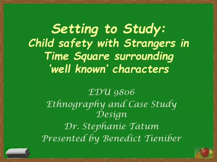 setting to study child safety with strangers in time square surrounding well known characters
