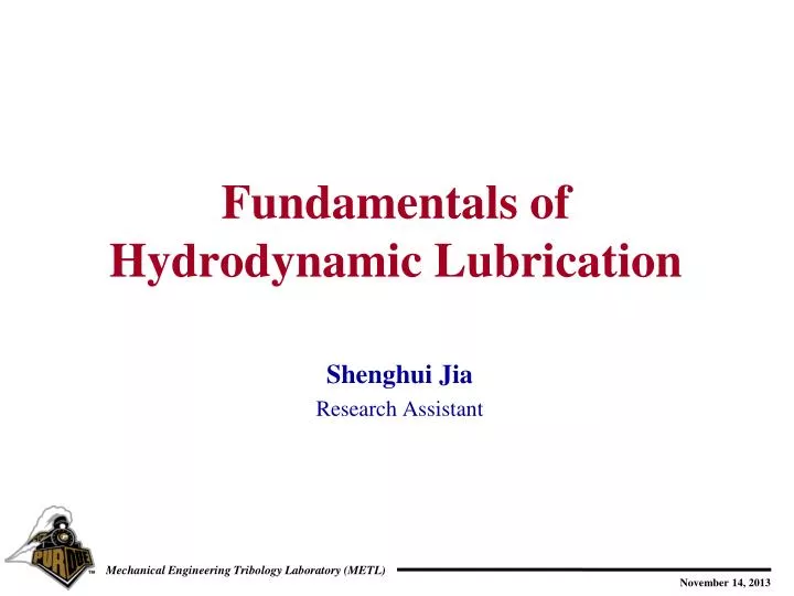 fundamentals of hydrodynamic lubrication
