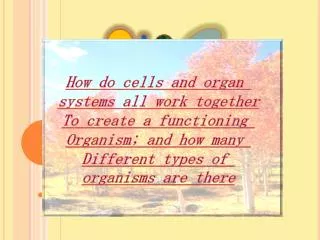How do cells and organ systems all work together To create a functioning Organism; and how many