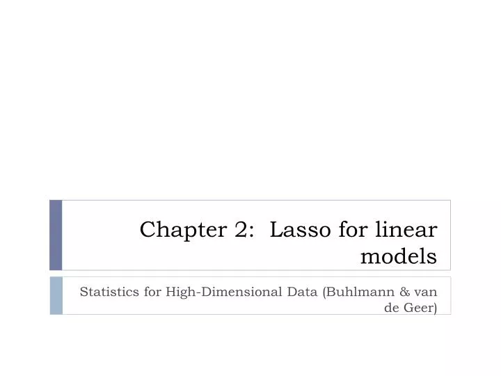 chapter 2 lasso for linear models