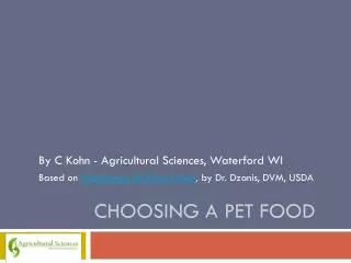 Choosing a Pet Food