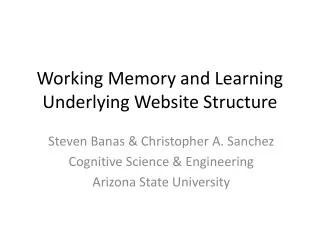 Working Memory and Learning Underlying Website Structure