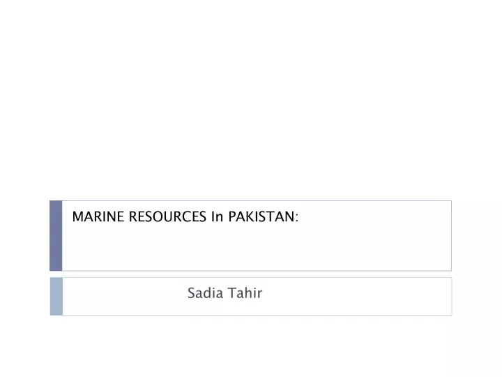 marine resources in pakistan