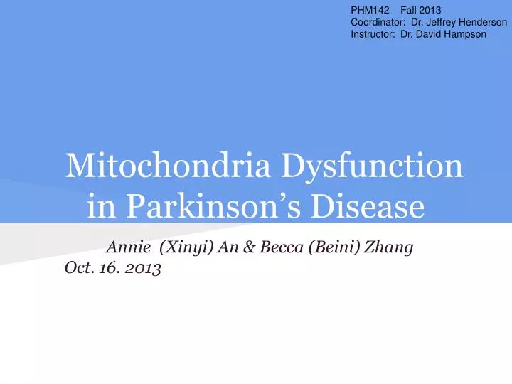 mitochondria dysfunction in parkinson s disease