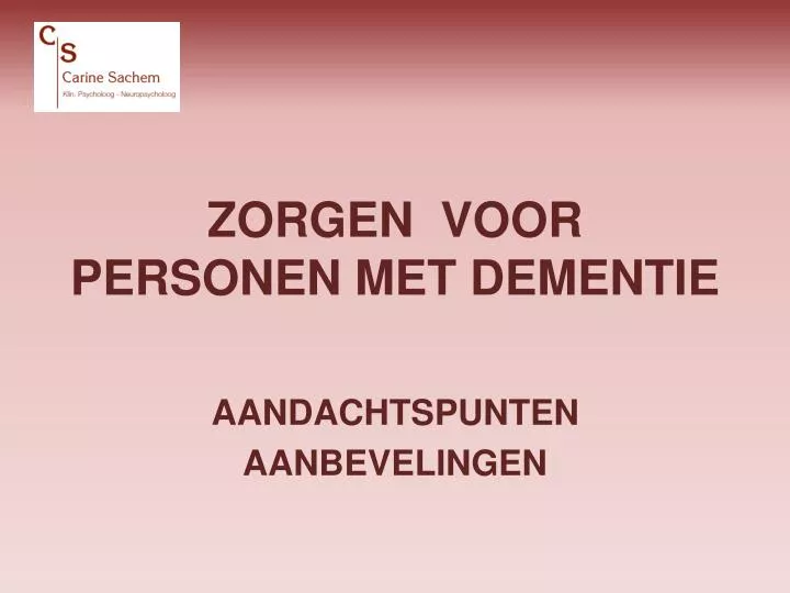 zorgen voor personen met dementie