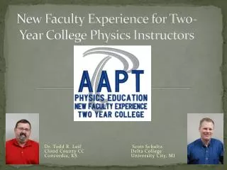 New Faculty Experience for Two-Year College Physics Instructors