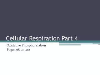 Cellular Respiration Part 4