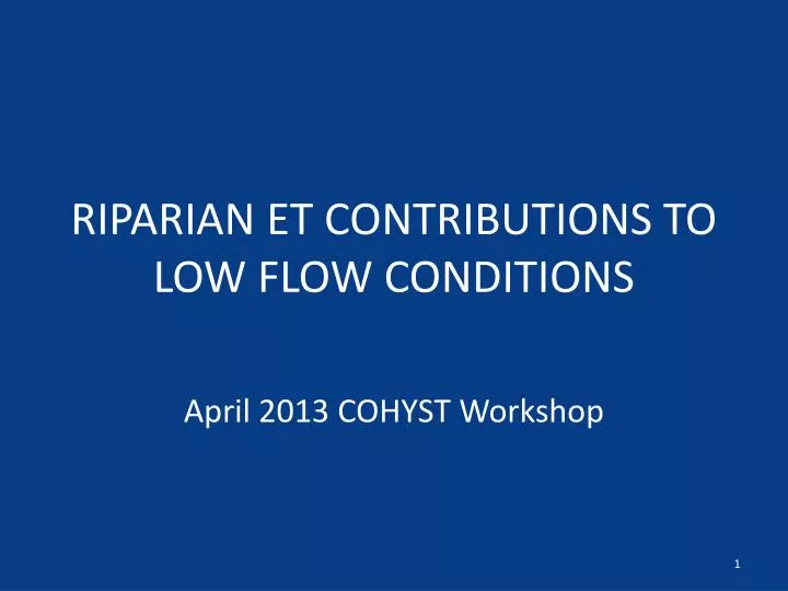 riparian et contributions to low flow conditions