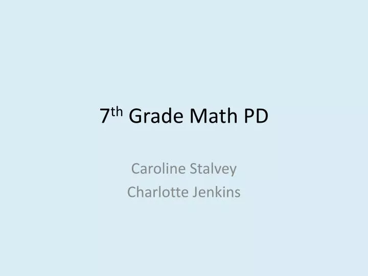 7 th grade math pd