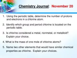 Chemistry Journal : November 20