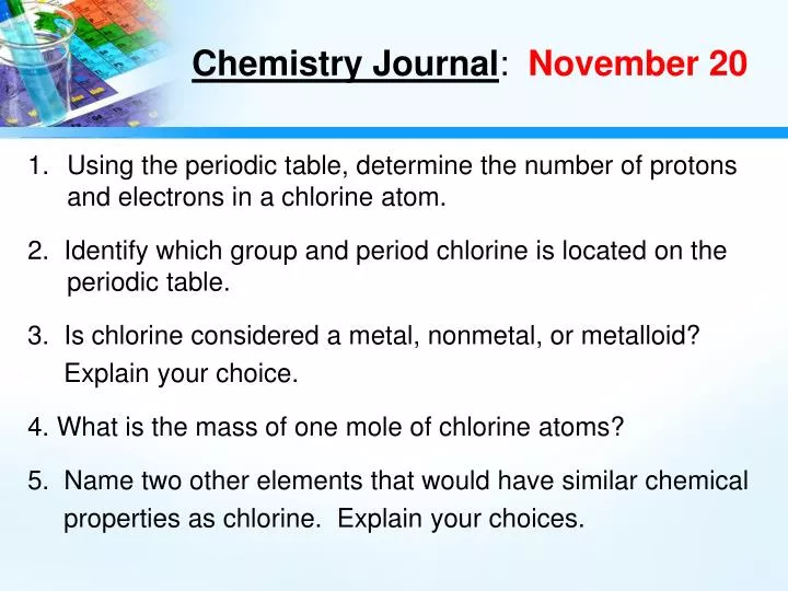 chemistry journal november 20