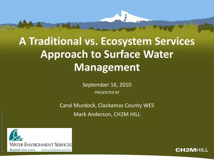 a traditional vs ecosystem services approach to surface water management