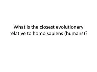 What is the closest evolutionary relative to homo sapiens (humans)?