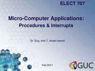 Micro-Computer Applications: Procedures &amp; Interrupts