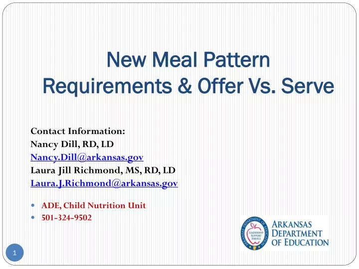 new meal pattern requirements offer vs serve
