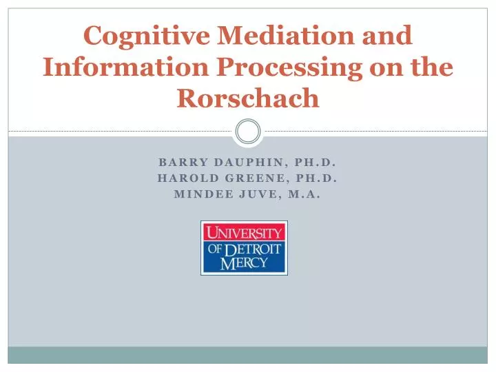 cognitive mediation and information processing on the rorschach