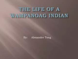 The Life of a Wampanoag Indian