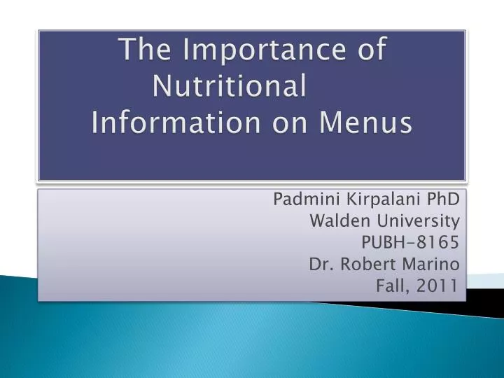 the importance of nutritional information on menus