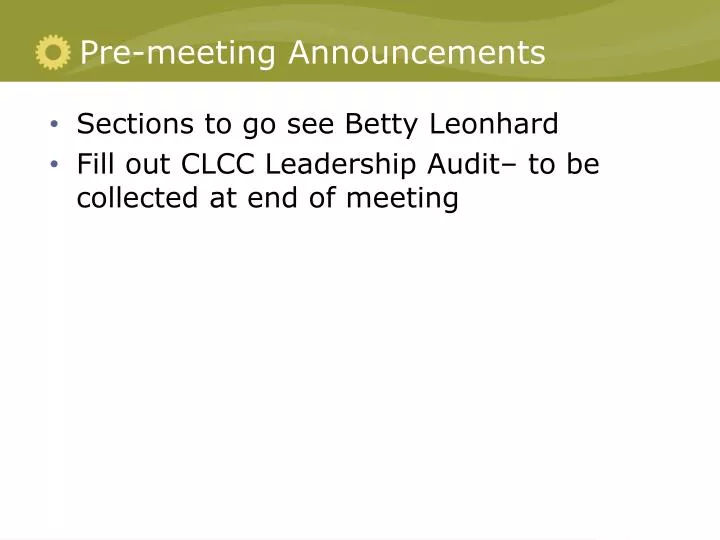 pre meeting announcements