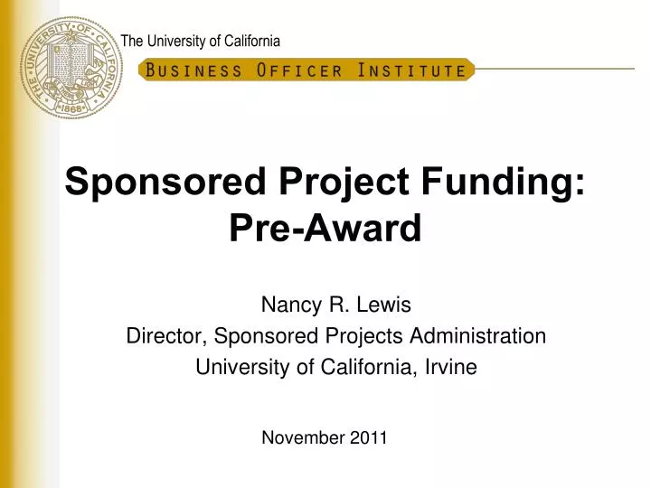 sponsored project funding pre award