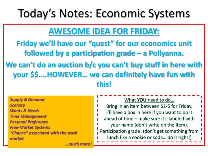 today s notes economic systems