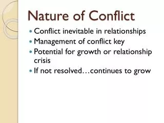 Nature of Conflict