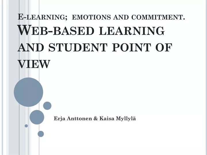 e learning emotions and commitment web based learning and student point of view