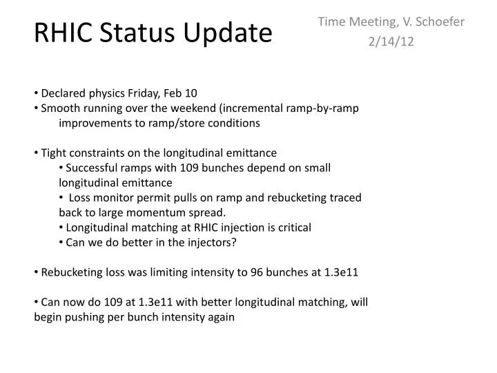 rhic status update