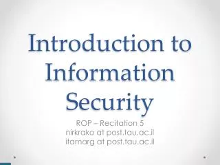 Introduction to Information Security