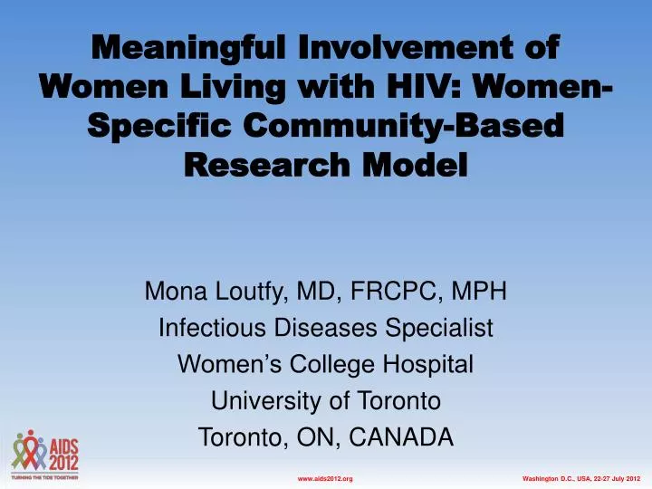 meaningful involvement of women living with hiv women specific community based research model