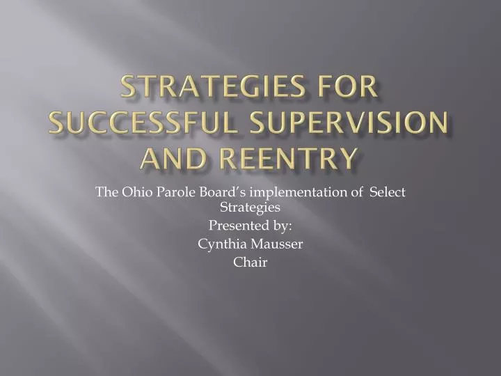 strategies for successful supervision and reentry