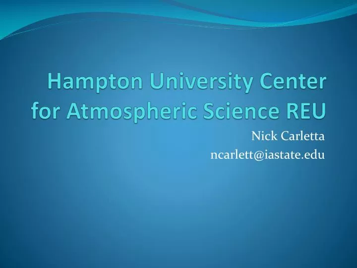 hampton university center for atmospheric science reu