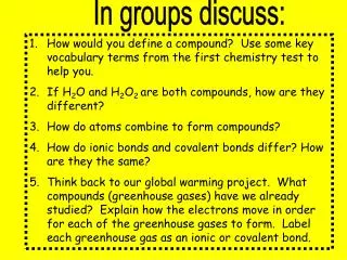 In groups discuss: