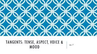 Tangents: Tense, Aspect, Voice &amp; Mood