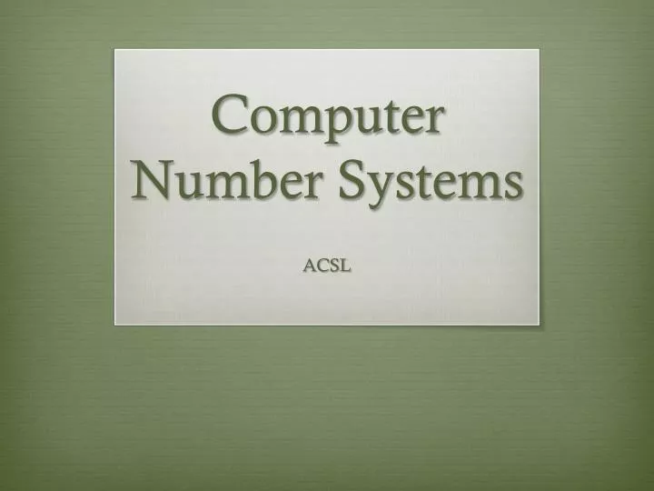 computer number systems