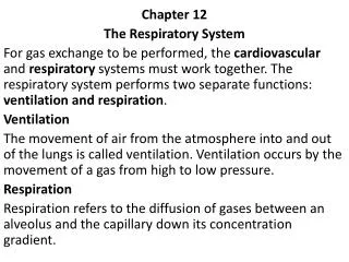 Chapter 12 The Respiratory System