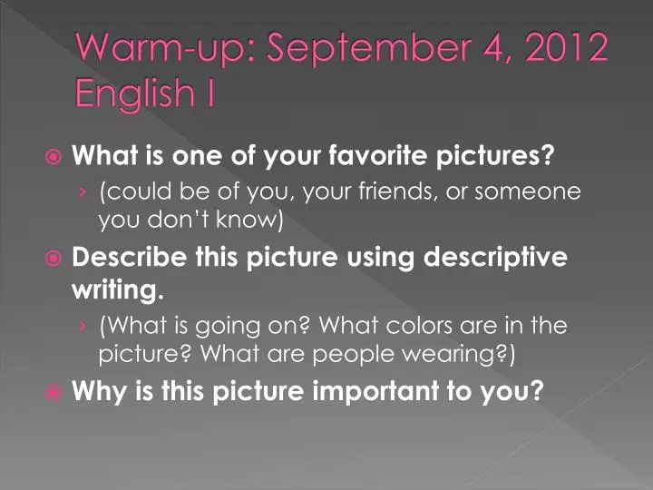 warm up september 4 2012 english i