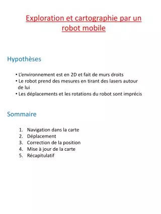 exploration et cartographie par un robot mobile