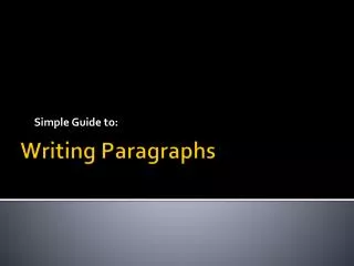 Writing Paragraphs