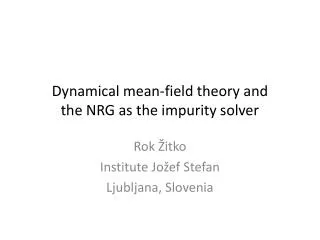 Dynamical mean-field theory and the NRG as the impurity solver