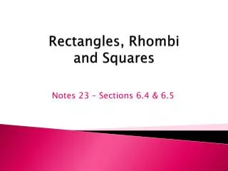 Rectangles, Rhombi and Squares