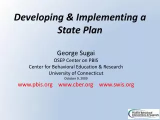 Developing &amp; Implementing a State Plan